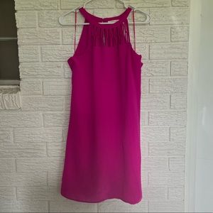 Skies are Blue Hot Pink Halter Cutout Sleeveless Dress